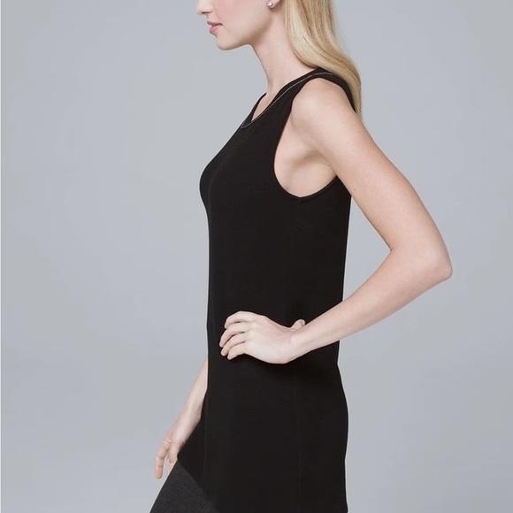WHBM  Metallic Ball Chain-Trim Sleeveless Knit Tunic Women’s Size Small Black - Picture 3 of 7